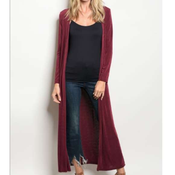 Sweaters - 🆕 Long Sleeve Wine Duster Cardigan